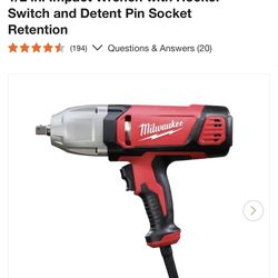 Milwaukee 1/2 in. Impact Wrench with Rocker Switch and Detent Pin Socket Retention