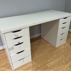 White Desk With drawers