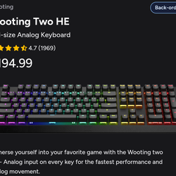 Wooting Two HE Gaming Keyboard