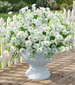 Artificial Flowers Fake Plants for Outdoors Decoration, 12 Bundles White Silk Morning Glory with Eucalyptus Realistic UV Resistant Faux Flowers for Ou