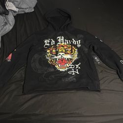 Ed Hardy Black L Hoodie | Y2K Streetwear Essential