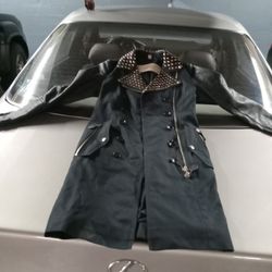 Burberry Brit  Leather Treach Coat  Woth Silver Studs On Lapels 