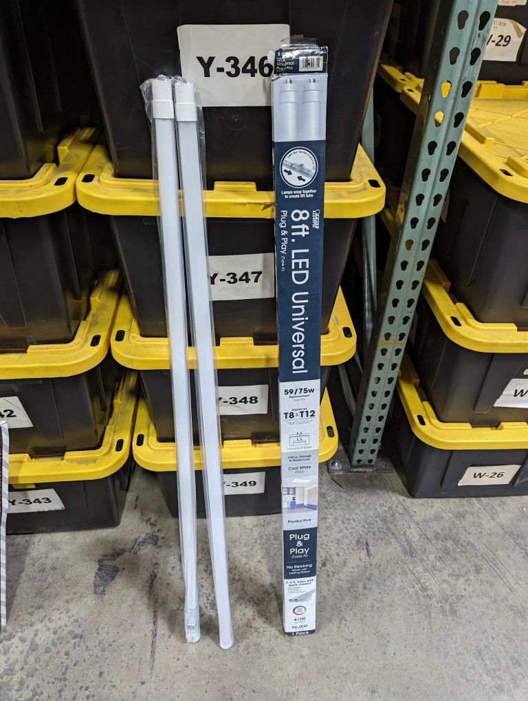 59-Watt Equivalent 8 ft. White Linear Tube T8/T12 FA8 Single Pin LED Light Bulb, 4000K