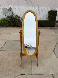 Oval Wood Cheval Floor Mirror  59” high