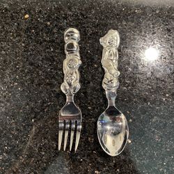 Vintage Dancing Bears Child Spoon & Fork Set