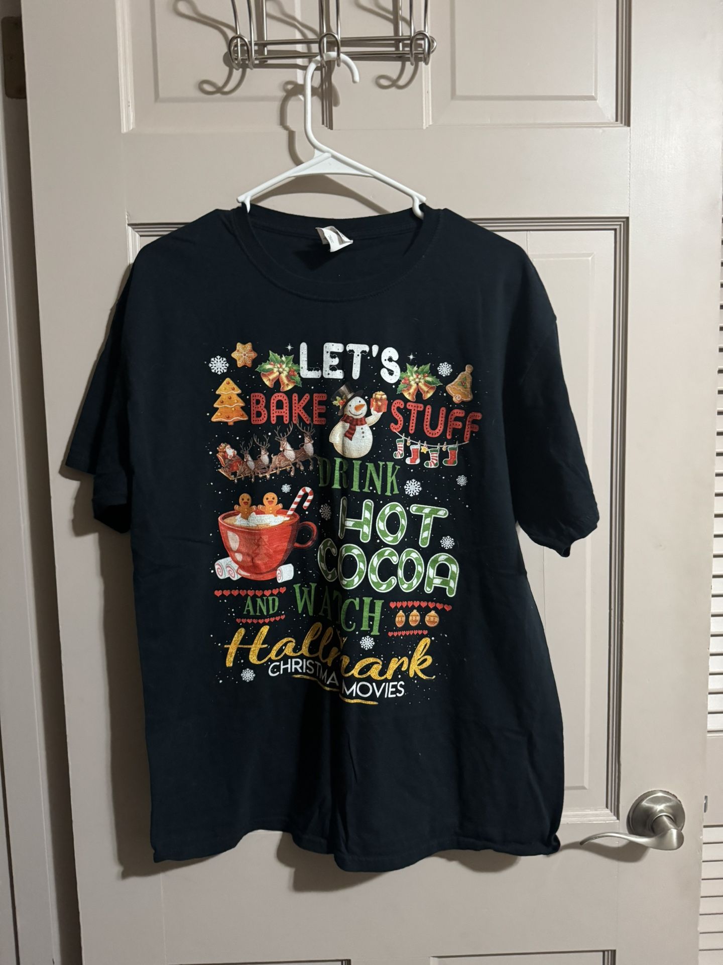 Let’s Bake And Watch Hallmark Movies Christmas T-shirt Size Large Unisex 