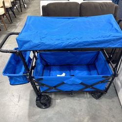 Outdoor Folding Utility Wagon All-Terrain Wheels Garden Wagon Shopping Cart Trolley with Brake Heavy Folding Cart