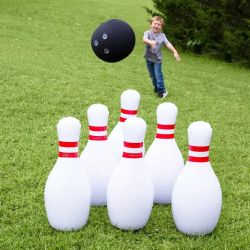 Hearthsong Giant Inflatable Bowling Set Six 29"H Pins and 20" diam. Ball