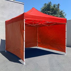 (NEW) $129 Heavy-Duty EZ Popup Canopy 10x10’ with (3 Sidewalls) Outdoor Gazebo, Carry Bag (Black)