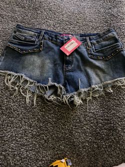 Ladies Or Girls Blue Washed Shorts