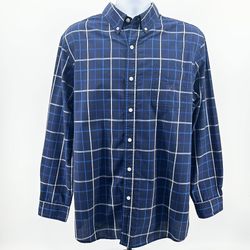 Chaps Blue Plaid Men's Button Down Long Sleeve Casual Shirt