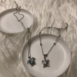 Turtle parent/baby necklace & turtle anklet