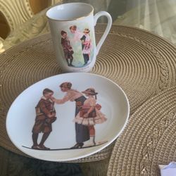 Norman Rockwell Mug And Plate