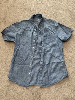 Bonobos Men’s Button Down Denim Blue With White Short Sleeve Shirt