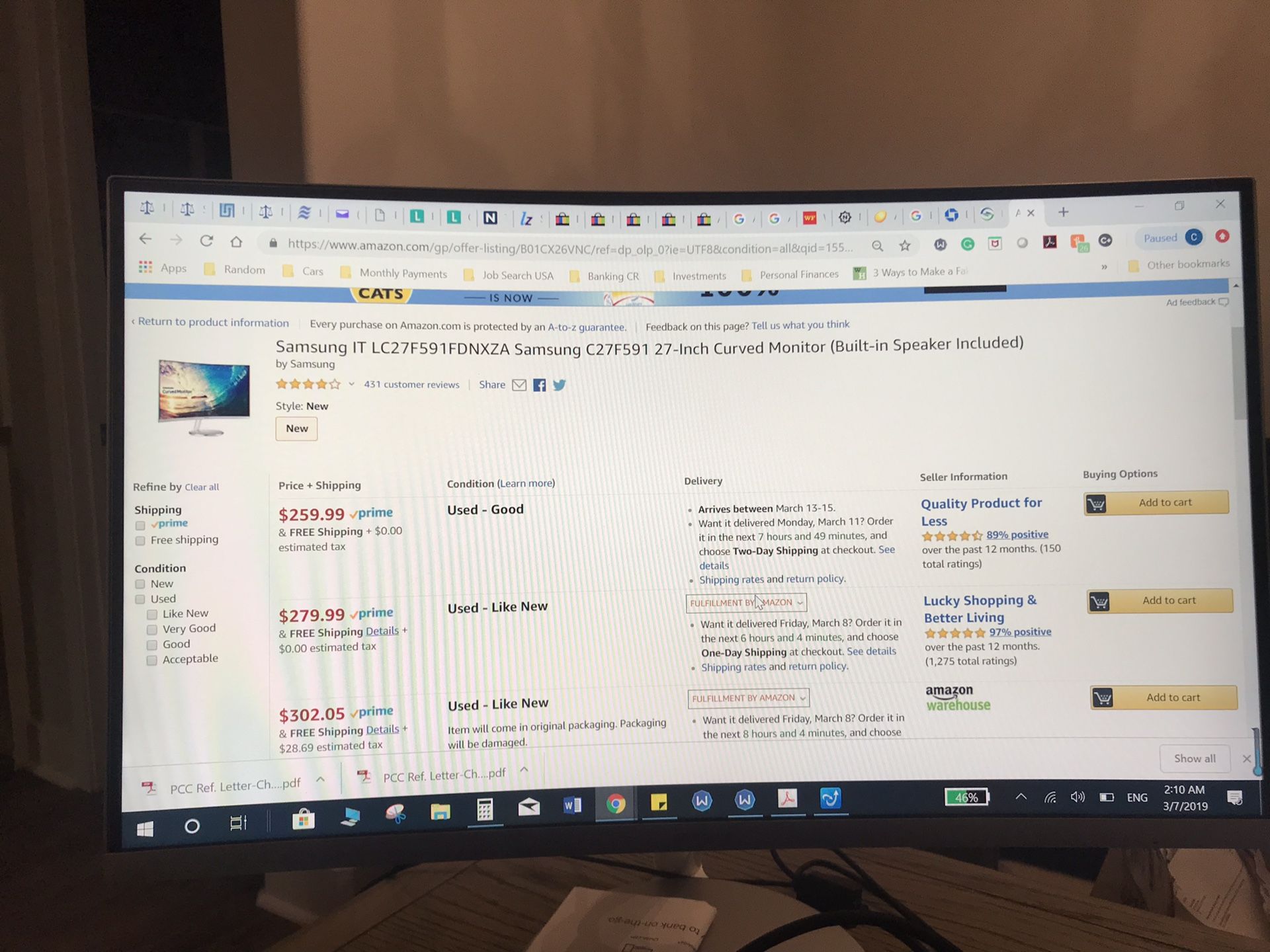 Samsung 27in curved monitor with speakers