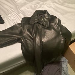 Guess Mens Leather Jacket- Medium 