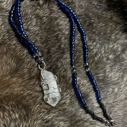 Wire Wrapped Quartz Crystal Pendant Necklace 
