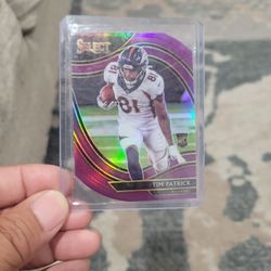 Tim Patrick Select Field Level Light Blue Silver Rookie Prizm Die-cut Football Card