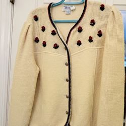 Deans Of Scotland! Offwhite Front Open Sweater! M Sz