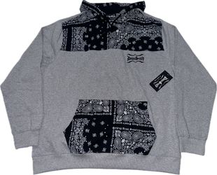 Dogg Supply By Snoop Dogg Gray Black Paisley Sweatshirt Hoodie Mens XL New $68