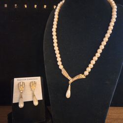 Pearl/earrings Necklace Set ( Faux  )