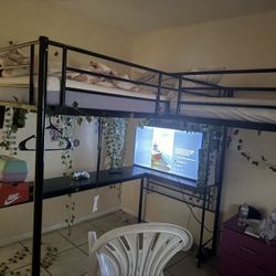 L Shaped Loft Bed With Desk And Mattresses