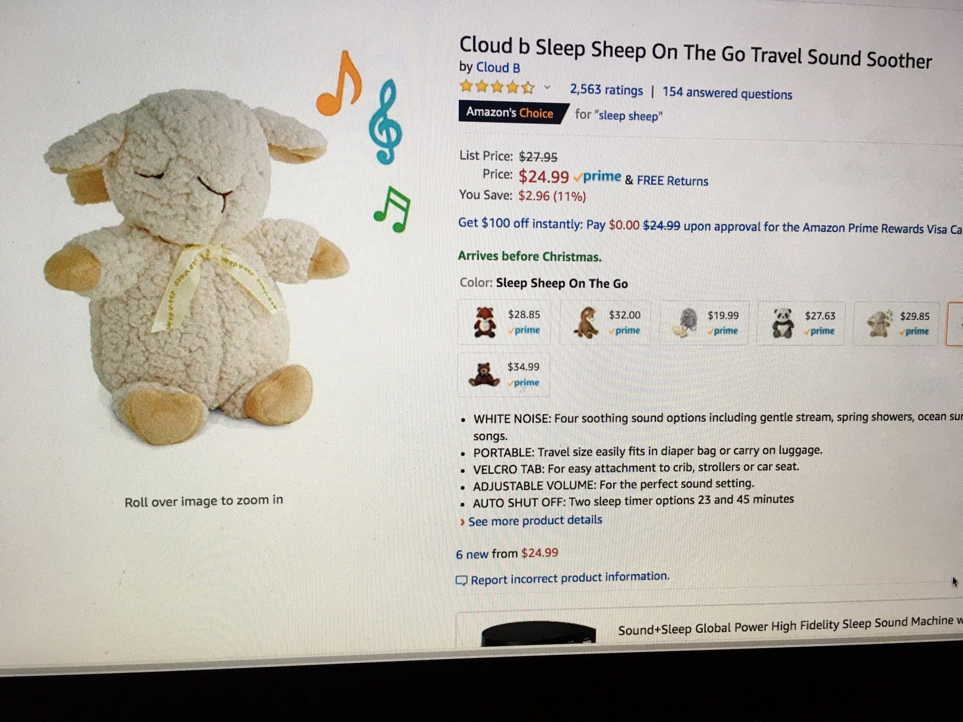 Cloud b Sleep on the go Travel Sound Soother