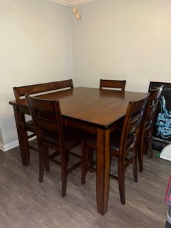 Dining Set with Table, Bench, and 7 Chairs / Bar Chairs