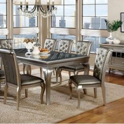 Brand New Champagne 9pc Dining Table Set 