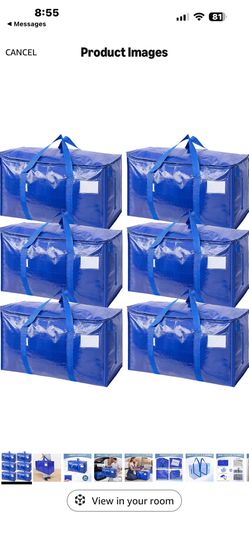 TICONN 6 Pack Extra Large Moving Bags Heavy Duty with Zippers & Carrying Handles, Durable Storage Bags Moving Boxes for Closet Organizers and Storage