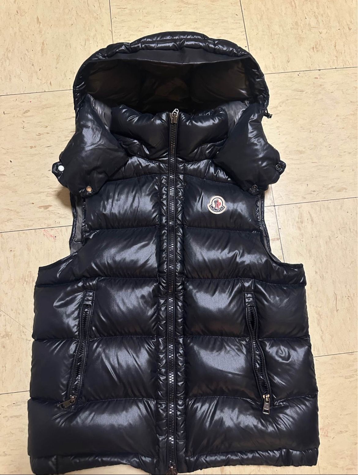 Black Moncler Vest with Hood Size 3