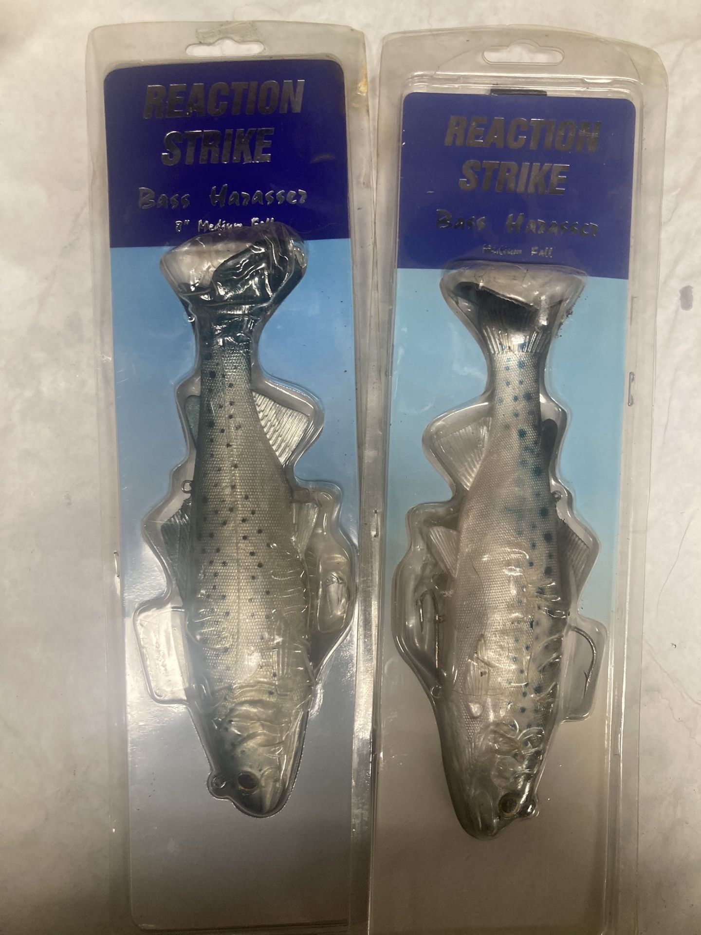 2 New Reaction Strike 8”inch Slow Sink Swimbaits Never Used