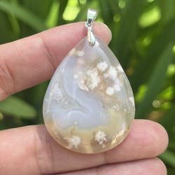Sterling Silver Flower Agate Pendant