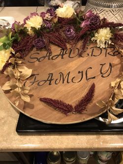 Hand made wood front door hanging plaque