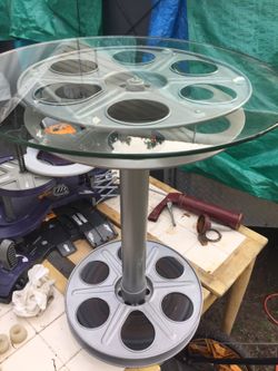 Old movie reel end table