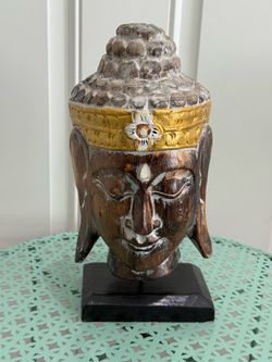 Hand Carved Buddha Head Sculpture