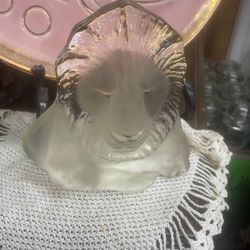 Vintage Crystal Art Glass Lion Figurine Paperweight 