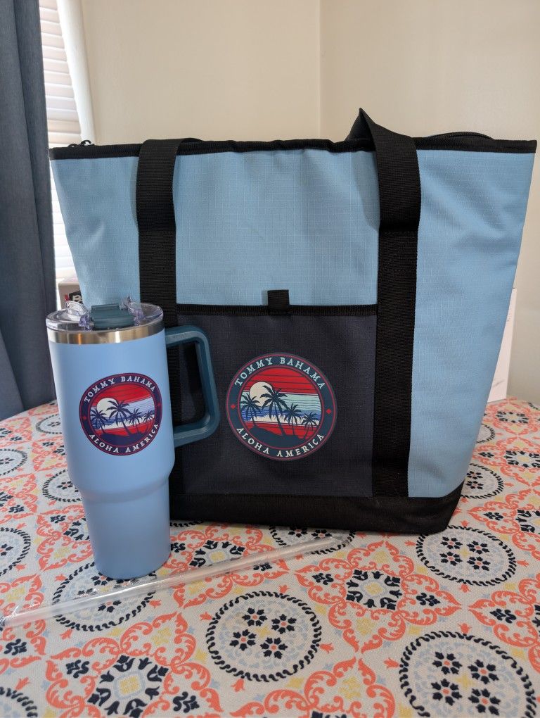 Tommy Bahama Aloha America Cooler Bag & Large Cup (Make A Great Gift!) 