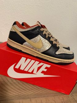 Nike Dunk Low Sneakers Black Linen Terra Cotta Size 9.5M/11W