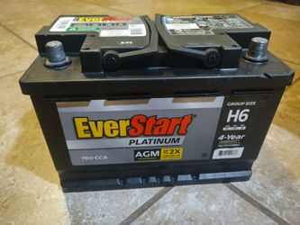 Everstart Platinum AGM Gel, Group H6. Made 6/2025, 760 CCA. $150 cash.