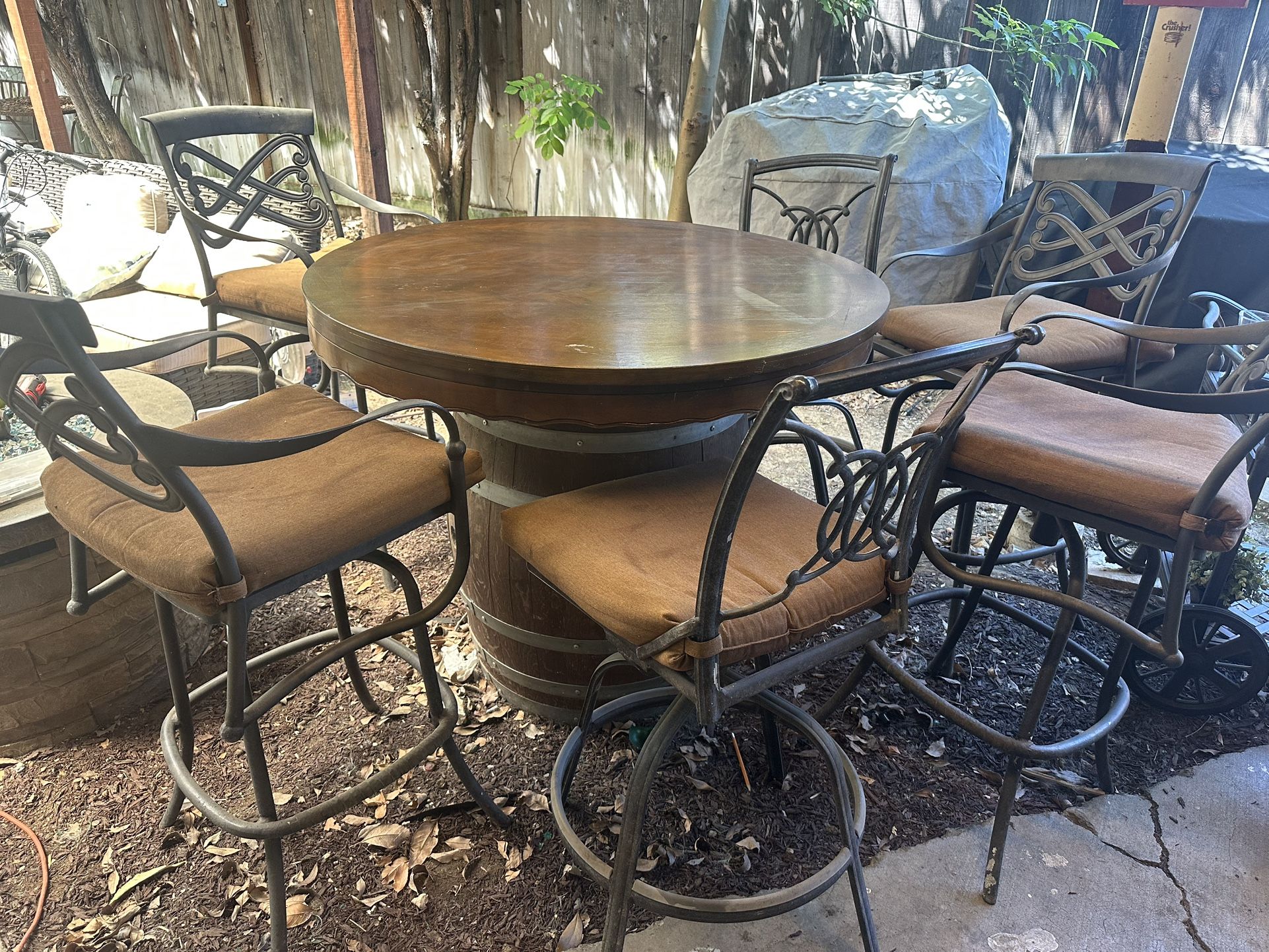 Table, Wine Barrel, Poker, Bumper Pool, Chairs