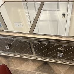 Elegant Mirrored Glass Coffee & End Table Set