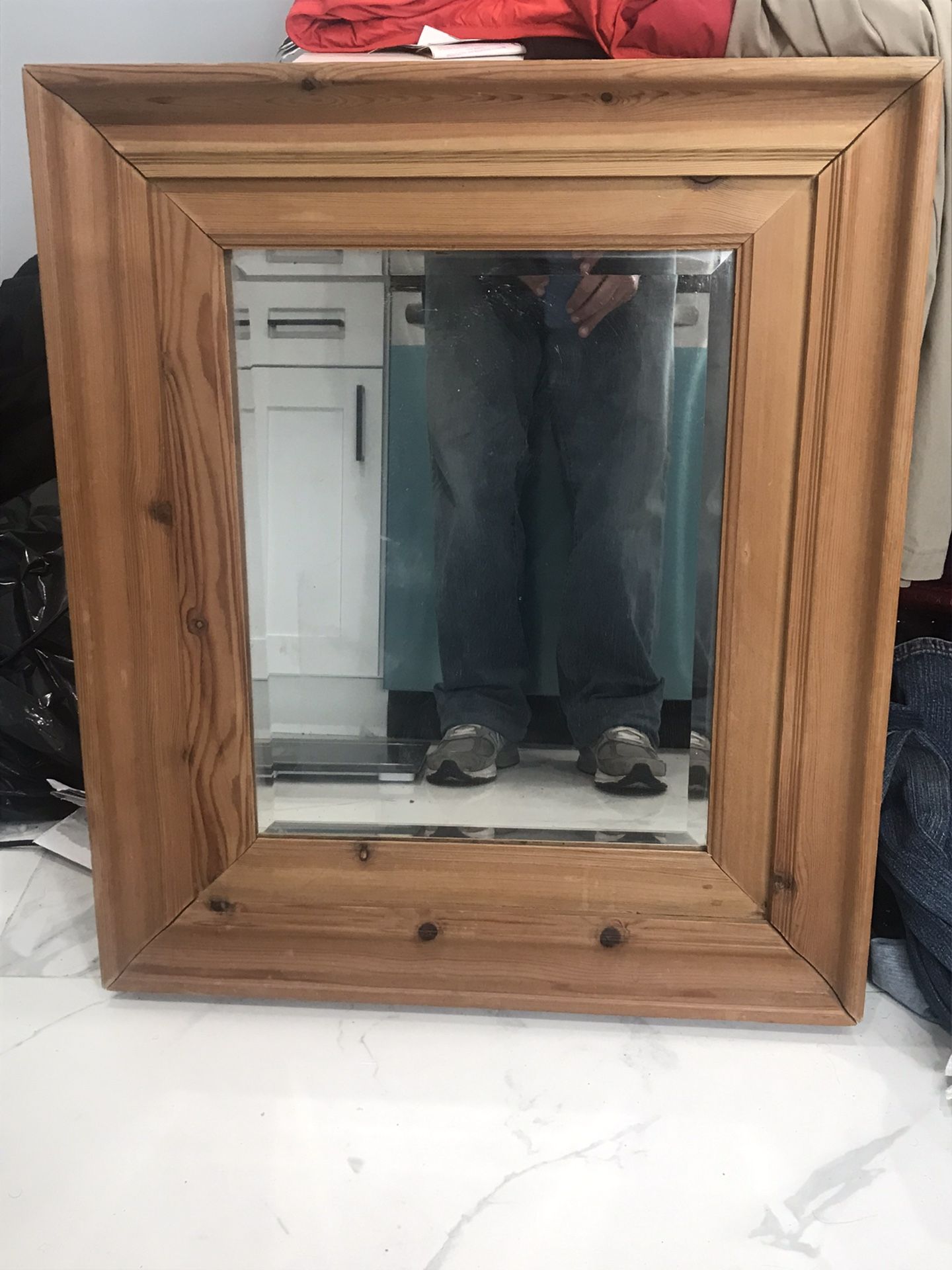Natural Wood Framed Mirror 29”x25”