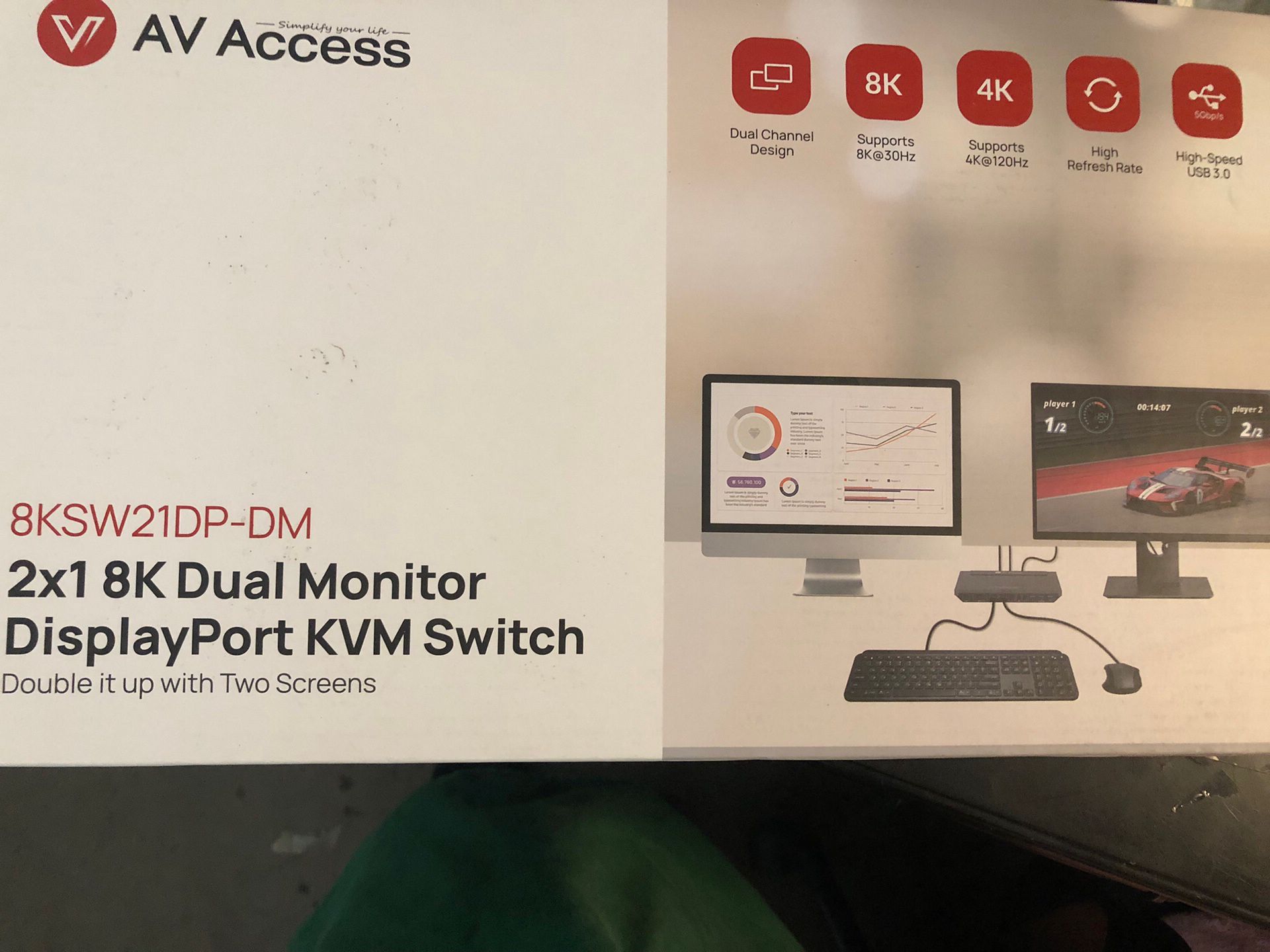  AV Access 2x1 Dual -Monitor  DP KVM switcher