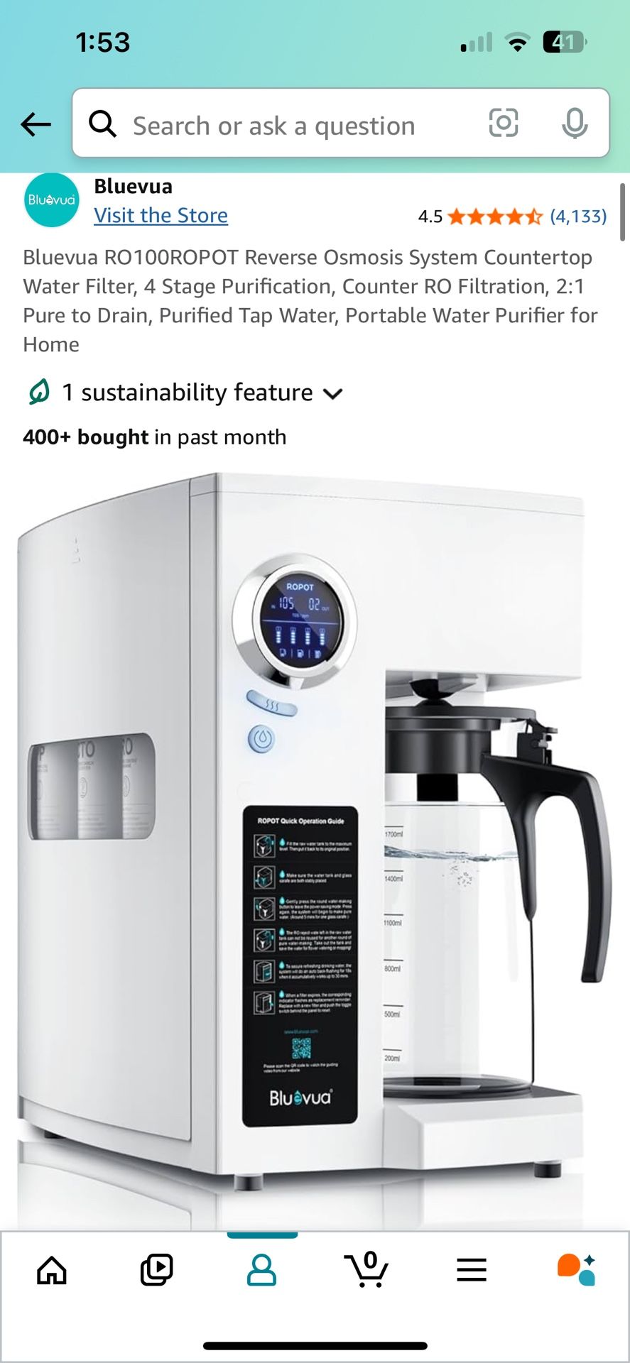 Bluevua Reverse Osmosis Water Filter