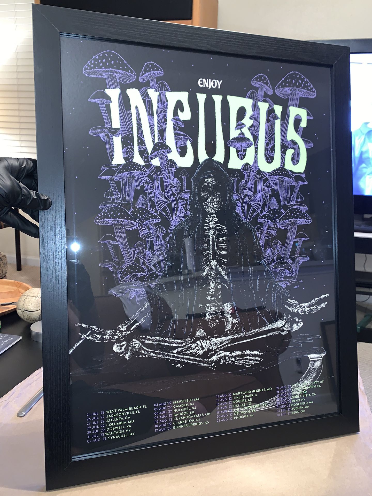 Incubus ‘22 Tour poster $55 Framed, $45 No Frame