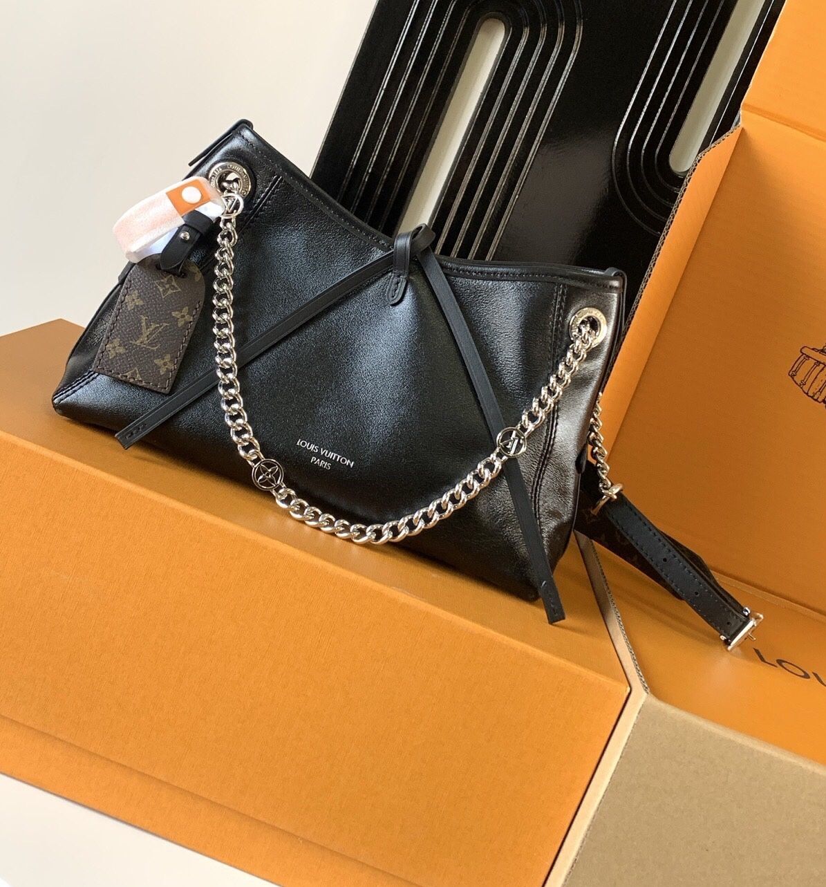 Designer black shoulder bag