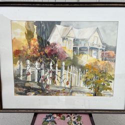 Vintage Watercolor Framed Art - Harris 1980