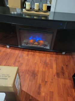 Black Electric Fireplace TV Stand