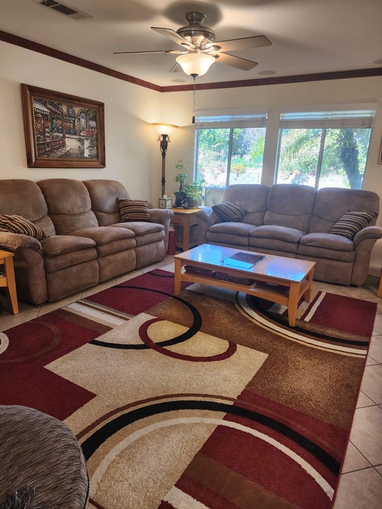 Two Large La-Z-Boy Sofas With Built-in Recliners